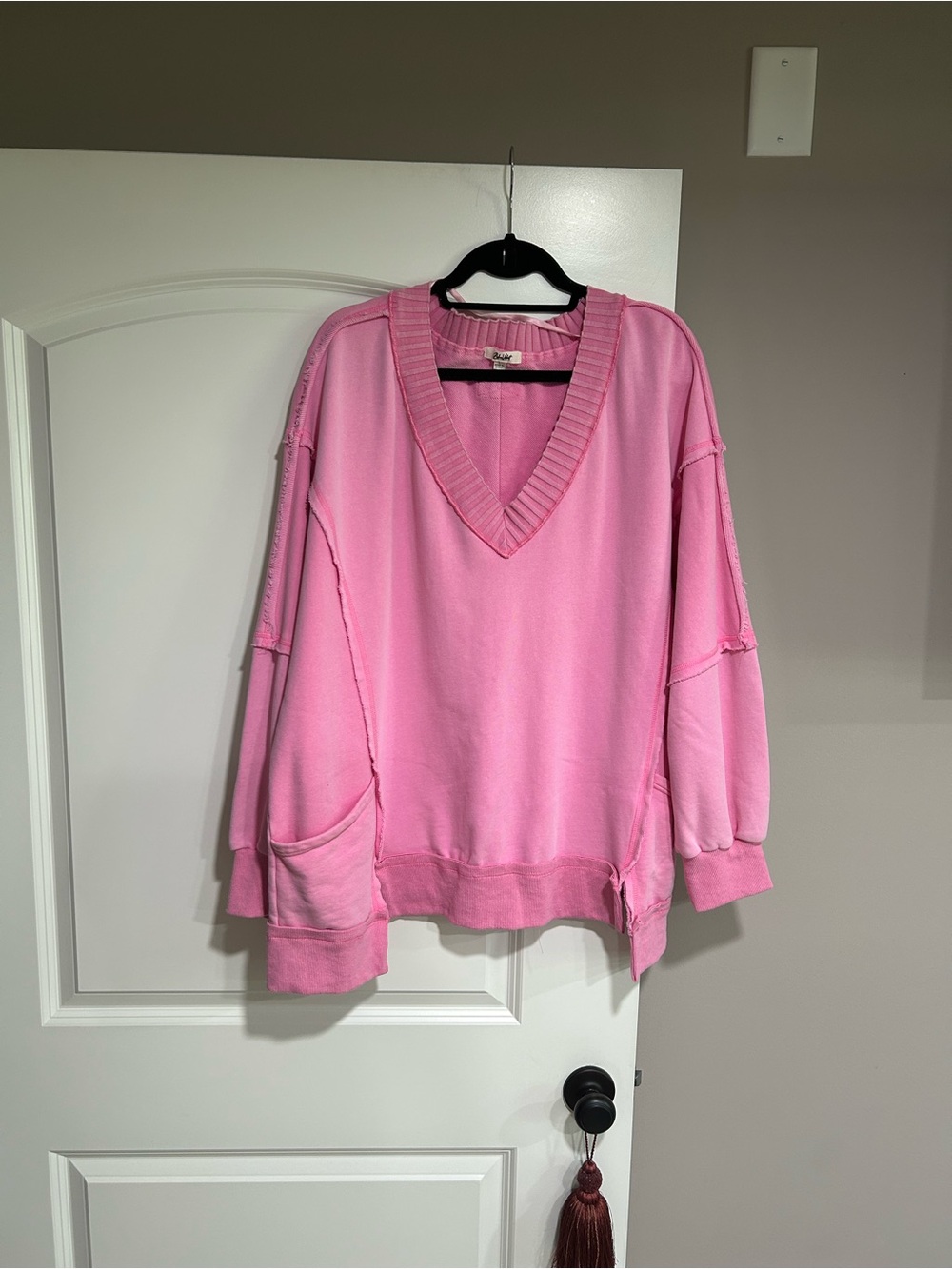 Blue Velvet V-Neck Sweatshirt - Large